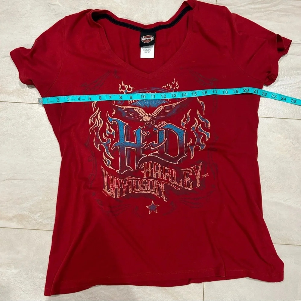 Harley-Davidson Women's Red V-Neck Tee size 2XL - Picture 7 of 8